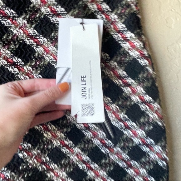 Zara Tweed Stripe Mini Skirt With Pockets - Picture 9 of 12